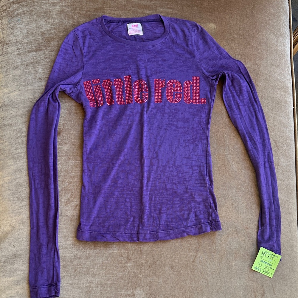 Cool Vintage but new not worn Teeshirt burnt out fabric and glass beads front
